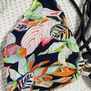 Maaji Reversible Bikini Swimsuit‎ Strappy Top Floral Palm Tree Leaf Bright